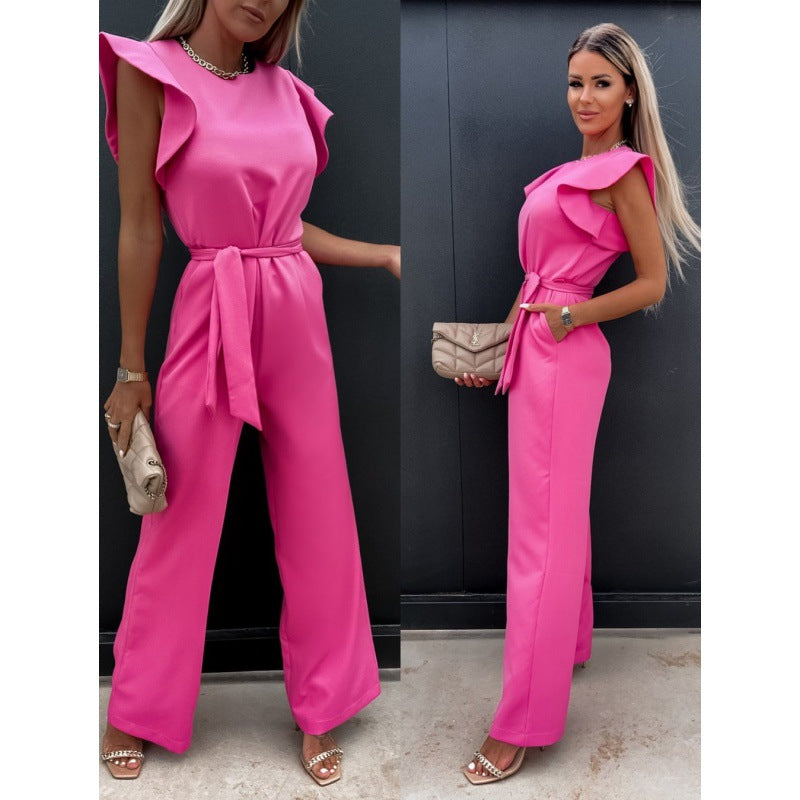 Dames élégant combinaison avec jambe large et manche à volants Chic und Stil