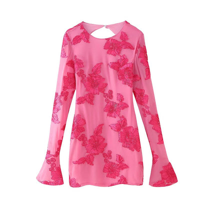 Robe chemise femme avec design floral décoratif et manches transparentes Chic und Stil