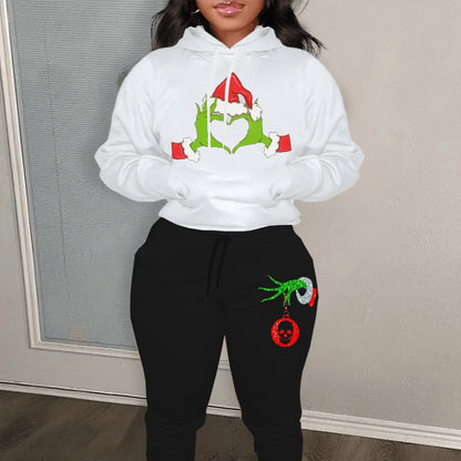 Sweatshirt and jogging pants set for women with creative Christmas pattern and comfortable fit Chic und Stil
