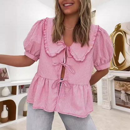 Blouse à boutons peplum froncé pour femmes Chic und Stil