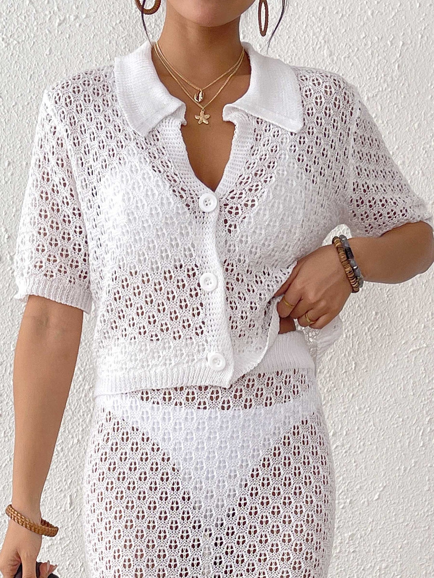 Gilet féminin en tricot ouvert au crochet Chic und Stil