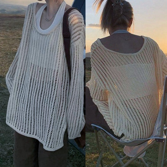 Pull en tricot léger pour femmes avec une coupe ample et un motif en dentelle discret Chic und Stil