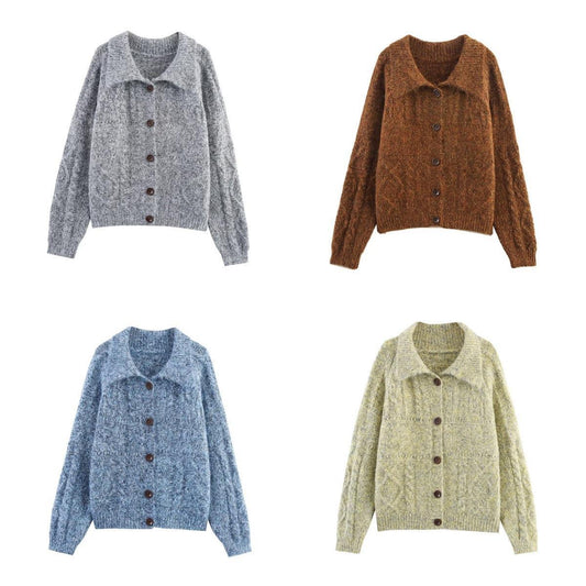 Dames cardigan en tissu doux avec de grands boutons Chic und Stil