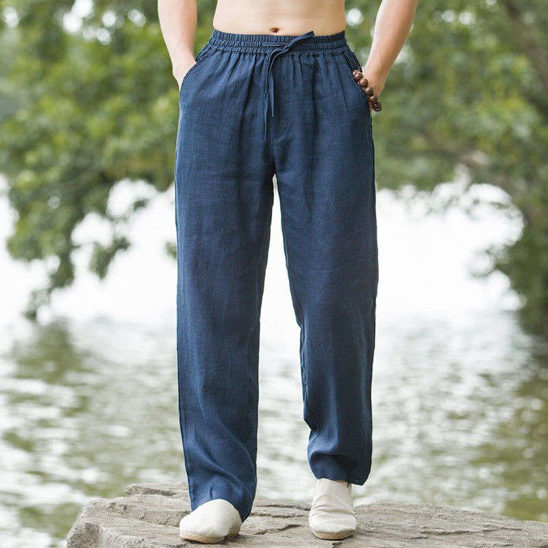 Casual linen pants for men with elastic waist and practical side pockets Chic and Style