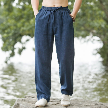 Casual linen pants for men with elastic waist and practical side pockets Chic and Style