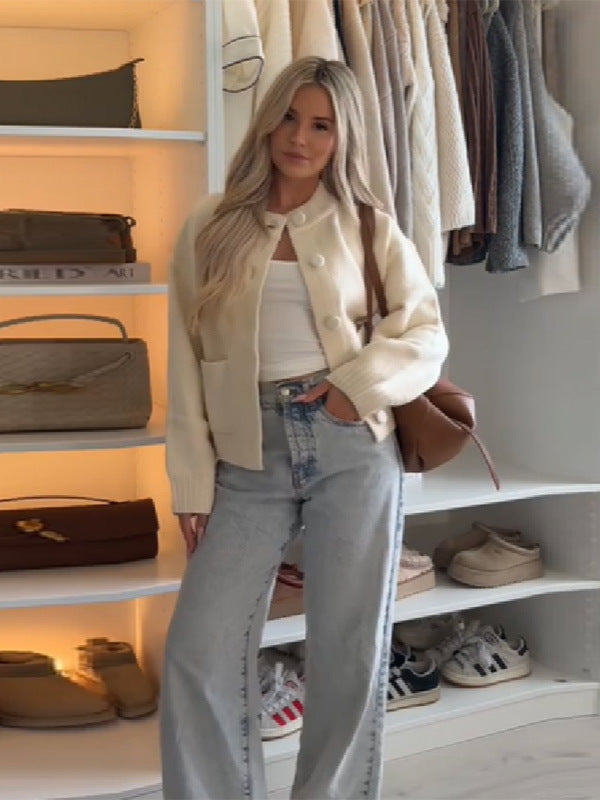 Oversized knit jacket for women with button details Chic und Stil