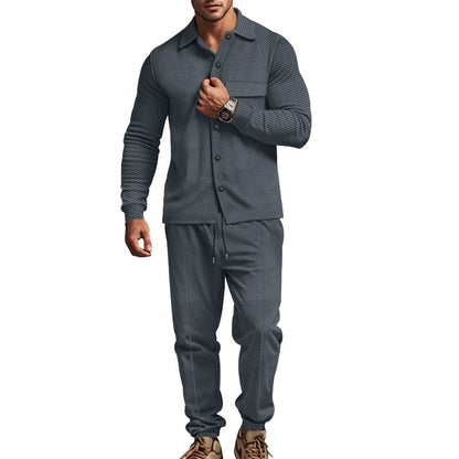 Casual long sleeve t-shirt set for men and chic jogging pants