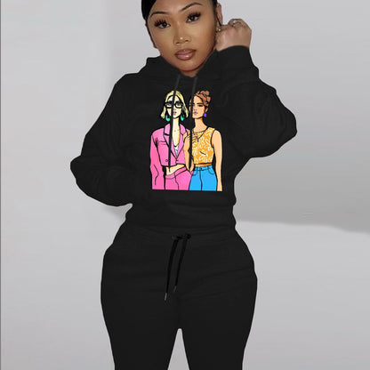 Women's hoodie set with artistic print and comfortable jogging pants Chic und Stil