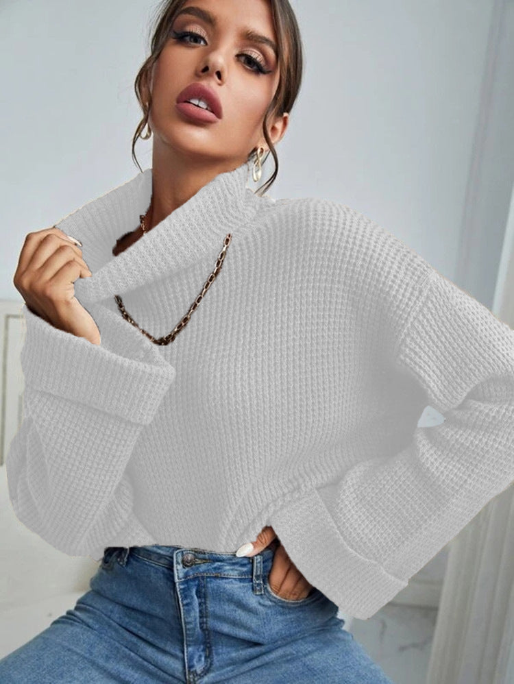 Pull en tricot pour femmes avec col haut et surface texturée Chic und Stil