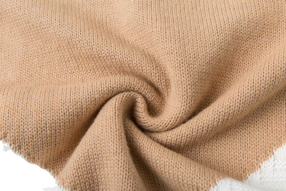 Pull en grosse maille pour femmes avec un design de blocs de couleurs moderne et un décolleté en V discret Chic und Stil