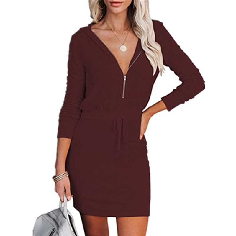 Robe mini décontractée pour femmes avec capuche et fermeture éclair Chic und Stil