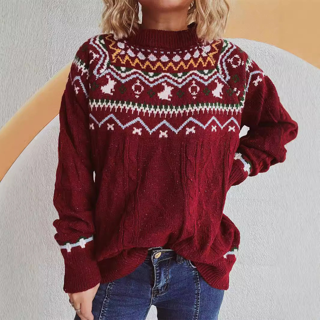 Pull-over en grosse maille pour femmes avec motif festif et dessin de torsades moderne Chic und Stil
