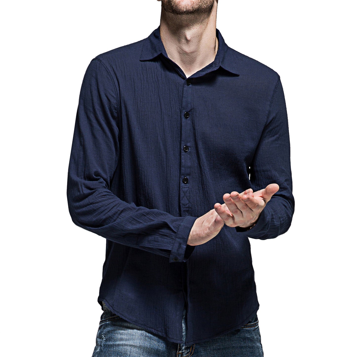 Chemise décontractée à manches longues pour hommes en mélange de lin Chic und Stil