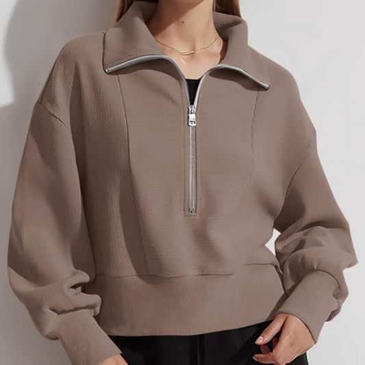 Pull-over zippé sportif pour femmes avec col montant Chic und Stil