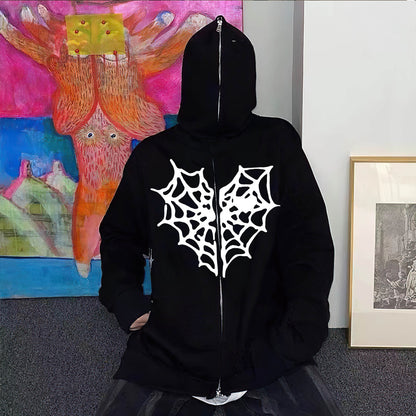 Dame Hoodie avec un design de toile d'araignée saisissant Chic und Stil