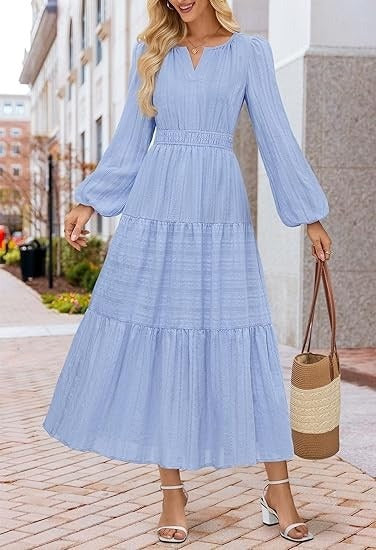 Robe maxi pour femmes avec des manches volumineuses et un ourlet flottant Chic und Stil