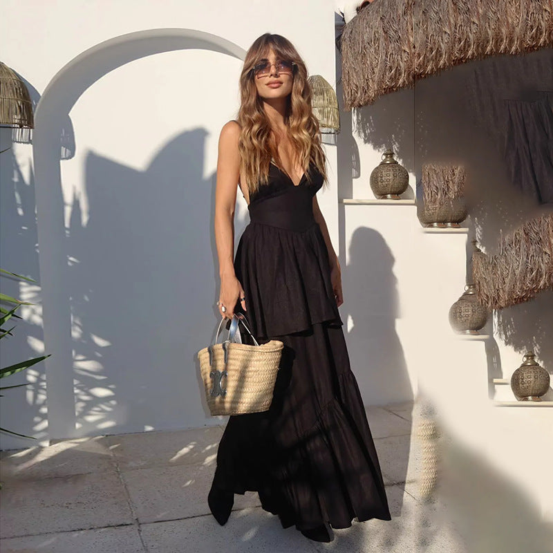 Femmes Élégant Maxi Robe Superposée Chic und Stil