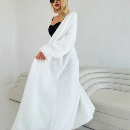 Dames Grosse Maille Cardigan Long Chic und Stil