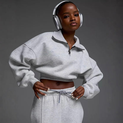 Dames Ensemble de loungewear en polaire sporty avec fermeture éclair Chic und Stil