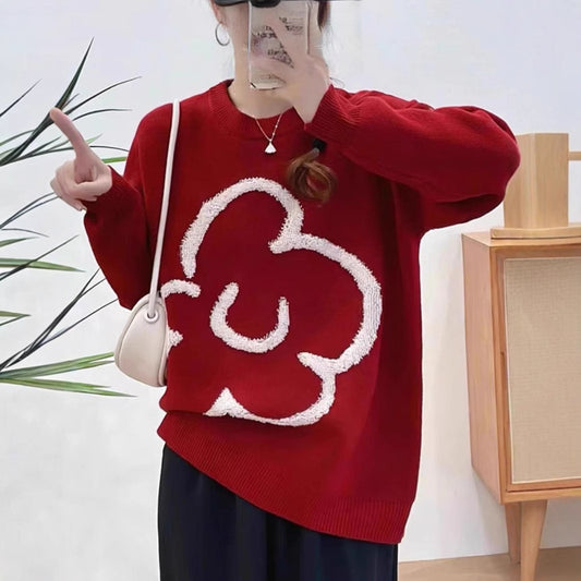 Pull oversized pour dames avec design floral en 3D Chic und Stil