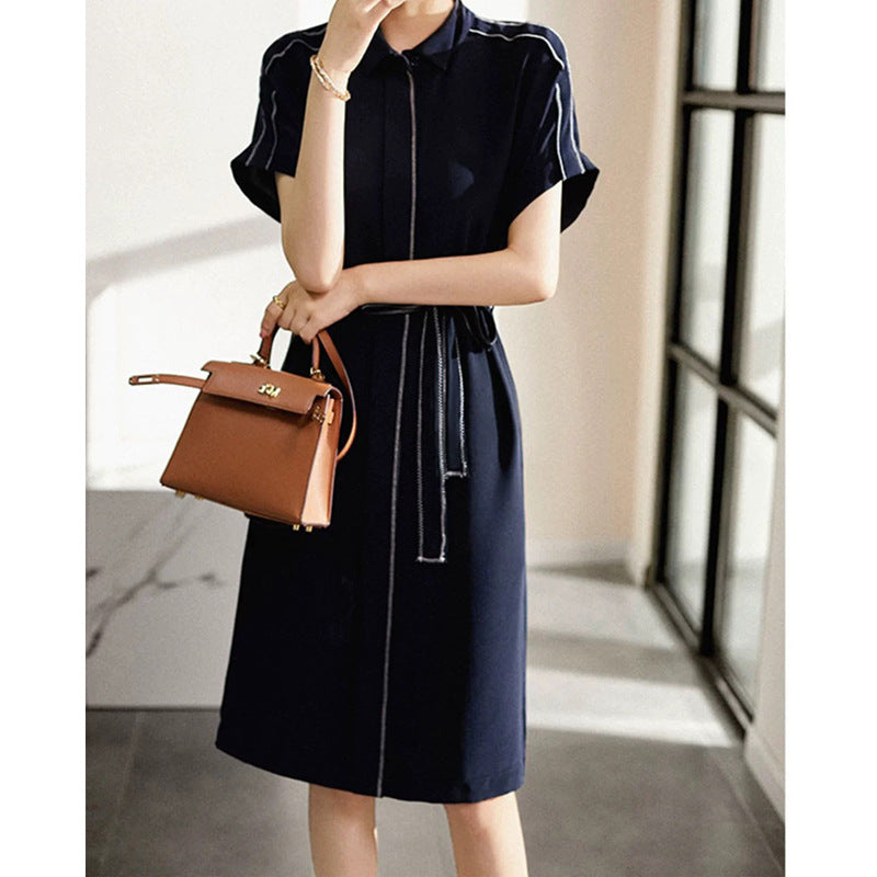 Robe chemise ceinturée pour femmes avec poches Chic und Stil