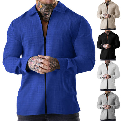 Chemise à manches longues pour hommes avec fermeture éclair et matériau structuré Chic und Stil