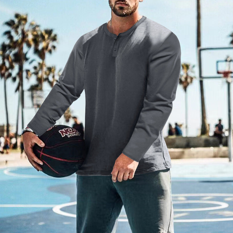 Chemise Henley à manches longues pour homme en tissu texturé avec des détails de bouton pratiques Chic und Stil