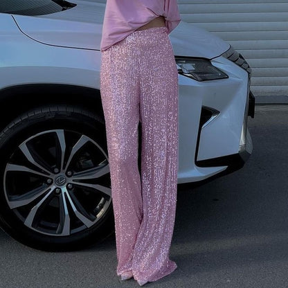 Dames Paillettes Glamour Pants Chic und Stil