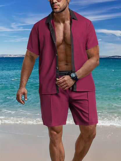 Homme ensemble de chemise à manches courtes décontractée et de shorts au design structuré Chic und Stil