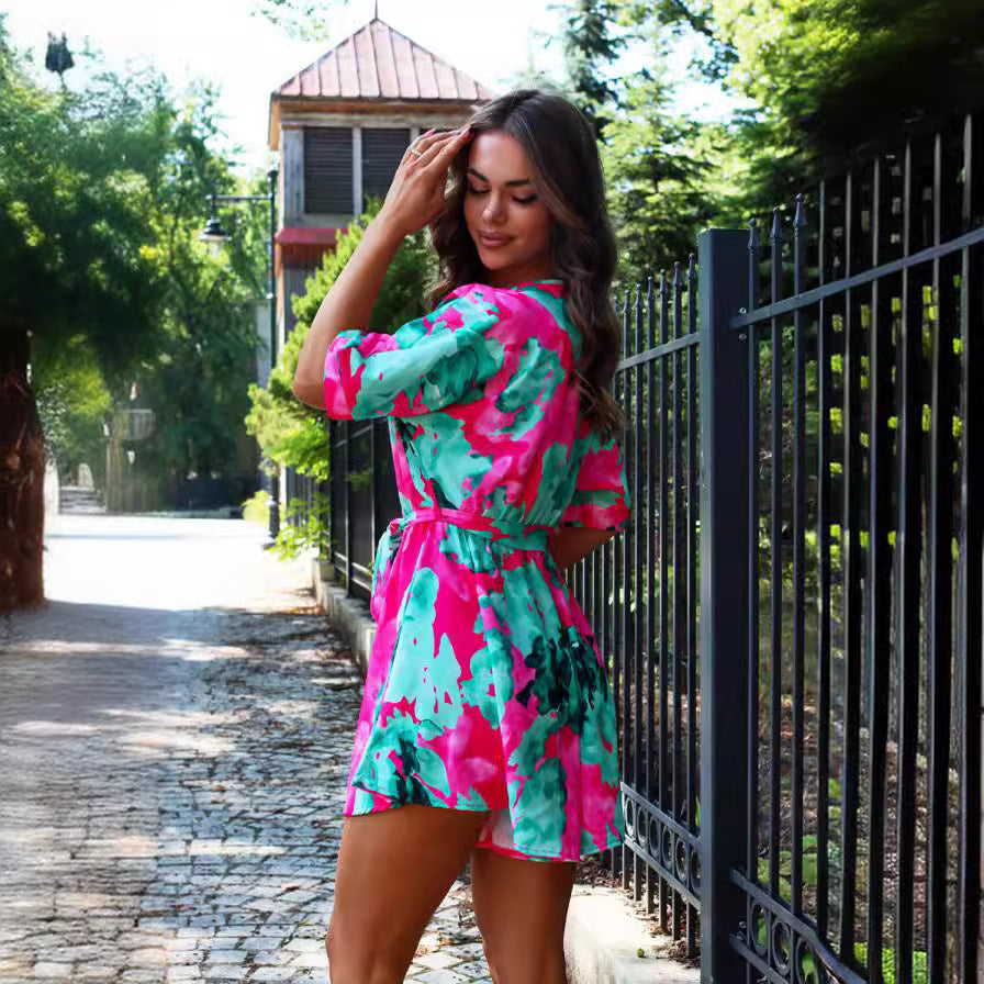 Dames Robe portefeuille imprimé tropical Chic und Stil