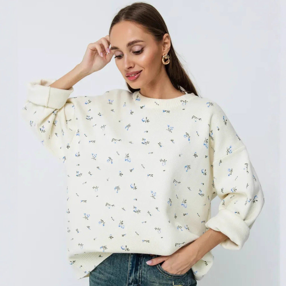 Pull en tricot surdimensionné pour femmes avec des accents floraux et une coupe ample Chic und Stil