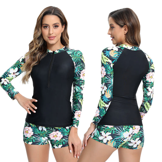 Dame Rashguard sportif avec design à glissière floral Chic und Stil