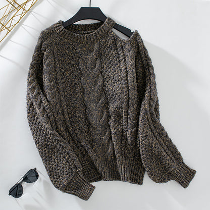 Pull en grosse maille pour femmes avec une structure élégante et des manches bouffantes à la mode Chic und Stil