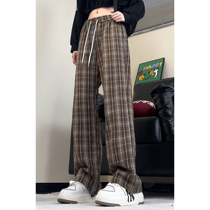 Loose plaid harem pants for women with elastic waistband and side drawstring Chic and Style