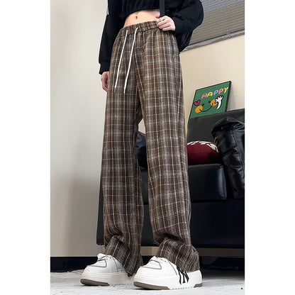 Loose plaid harem pants for women with elastic waistband and side drawstring Chic and Style