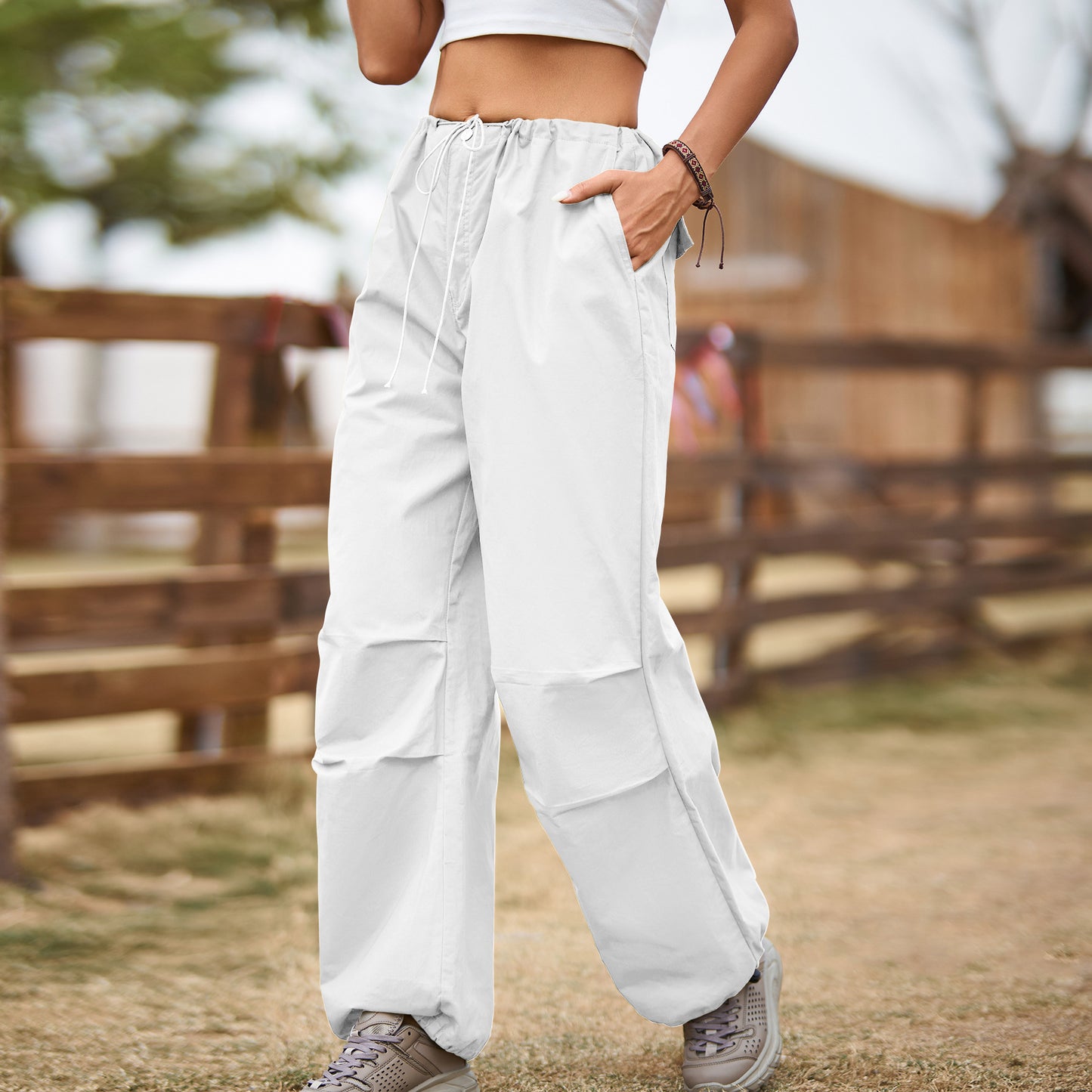 Cargo transport pants for women with elastic waistband and practical pockets Chic and Style