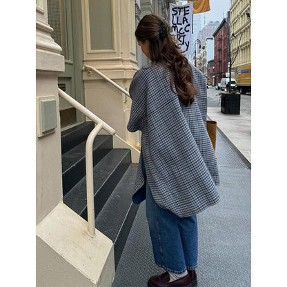 Chemise-giacket surdimensionnée pour femmes avec motif à carreaux et coupe décontractée Chic und Stil