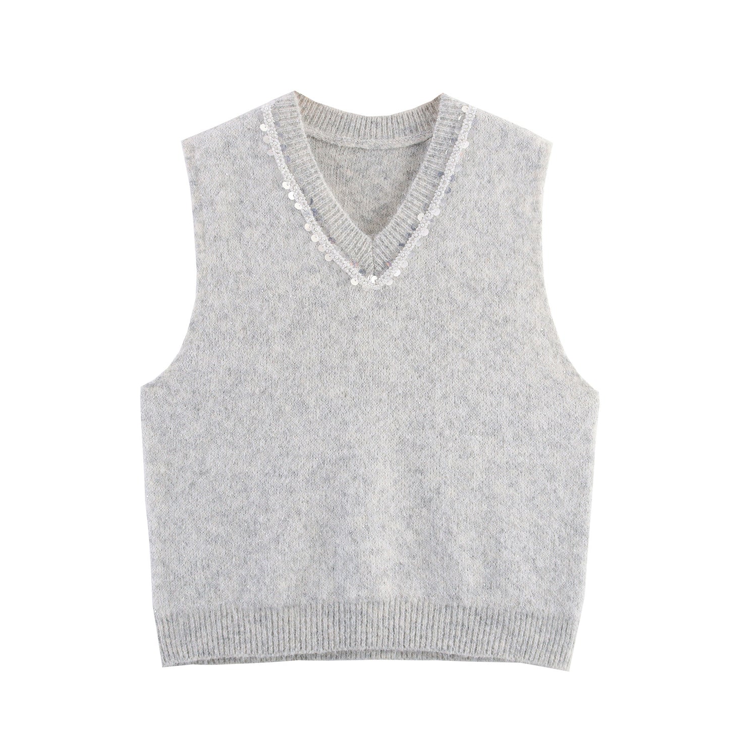 Dames élégant pull en tricot sans manches avec des appliqués scintillants Chic und Stil