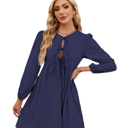 Robe cintrée pour femmes avec ouverture à nœud et manches ballon Chic und Stil
