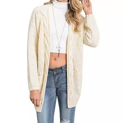 Dames cardigan en tricot confortable avec poches et motif torsadé Chic und Stil
