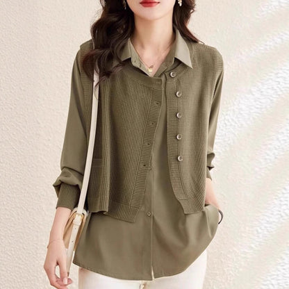 Femme pull en tricot avec chemise intégrée Chic und Stil