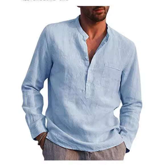 Chemise en lin pour hommes avec coupe mi-longue et poche poitrine pratique Chic und Stil