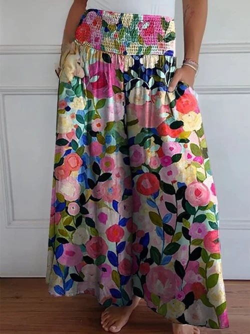 Wide cotton pants for women with elastic waistband and practical pockets Chic und Stil