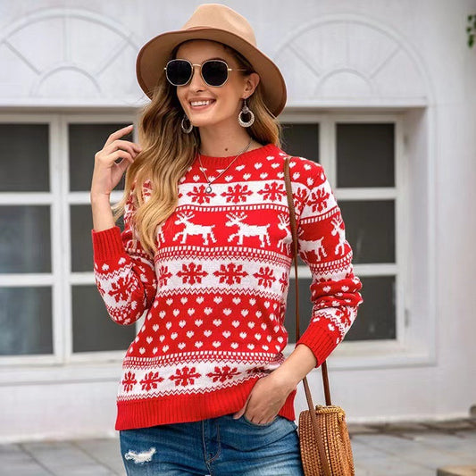 Pull de Noël pour femmes avec design de renne festif et le classique motif norvégien Chic und Stil