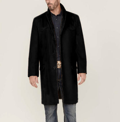 Elegant long sleeve coat for men with modern accents Chic and Style
