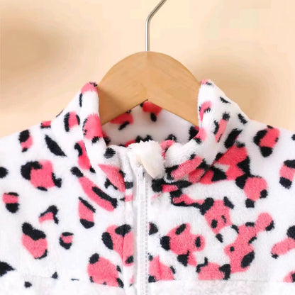 Dames gilet en polaire avec imprimé léopard tendance et design color block Chic und Stil