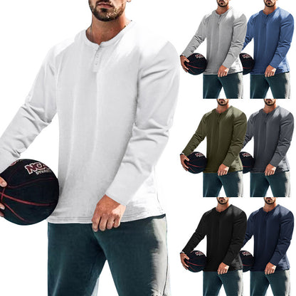 Chemise Henley à manches longues pour homme en tissu texturé avec des détails de bouton pratiques Chic und Stil