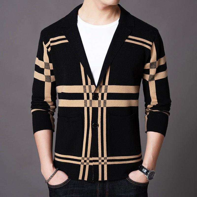 Blazer en tricot élégant pour hommes avec un motif à carreaux moderne Chic und Stil
