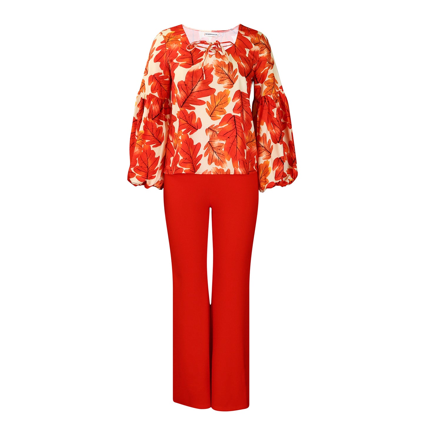 Women Elegant set consisting of a casual blouse with voluminous sleeves and classic pants Chic and Style