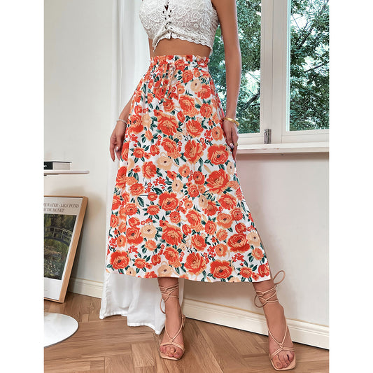 Jupe maxi élégante pour femmes avec design floral et taille élastique Chic und Stil